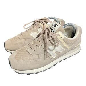 New Balance 574 Beige Off White Suede Sneakers Shoes Trainers Unisex Mens 9.5
